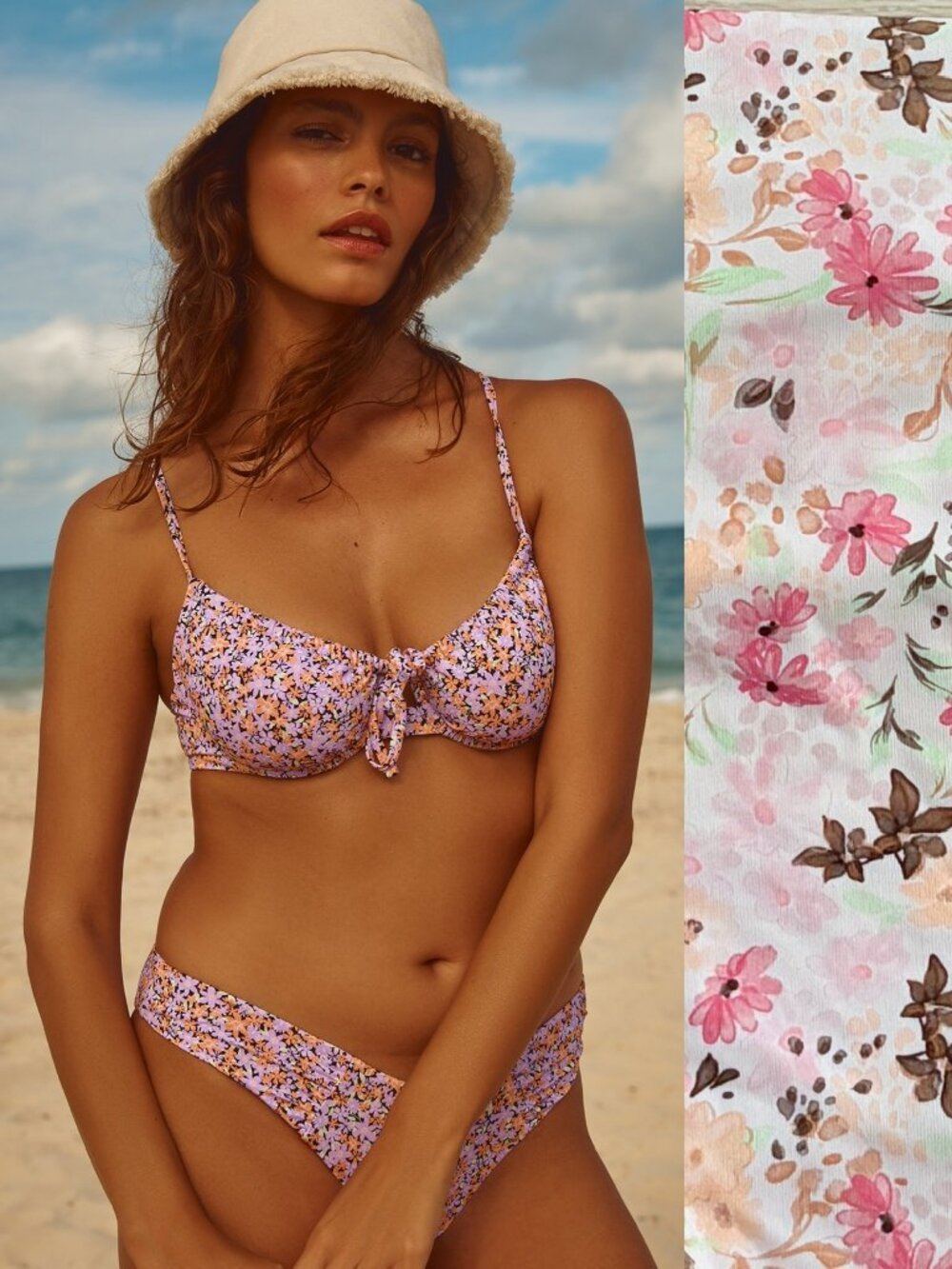 Tropik Bikini Set Bralette Top Swimsuit Floral Size Medium/Large